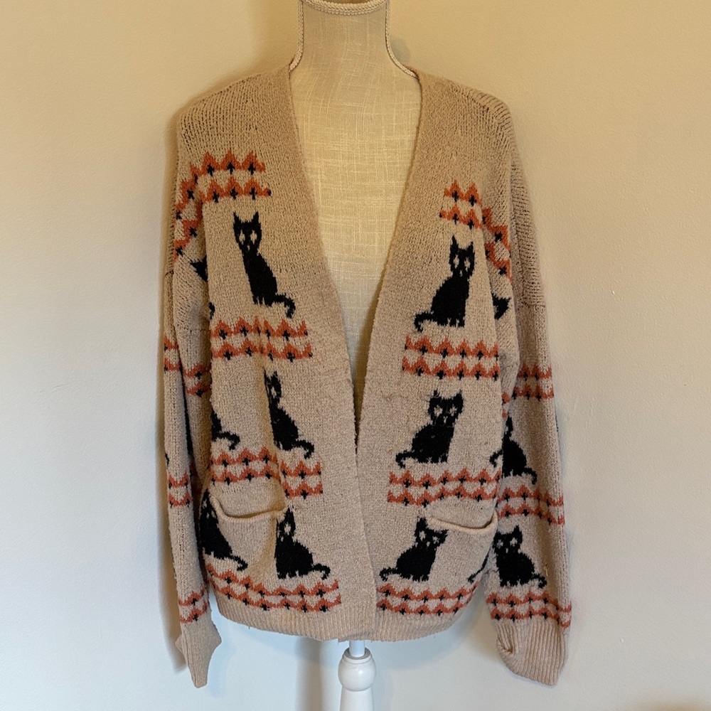 Maurices Cat Pattern Cardigan | Size Large, Cozy Knit